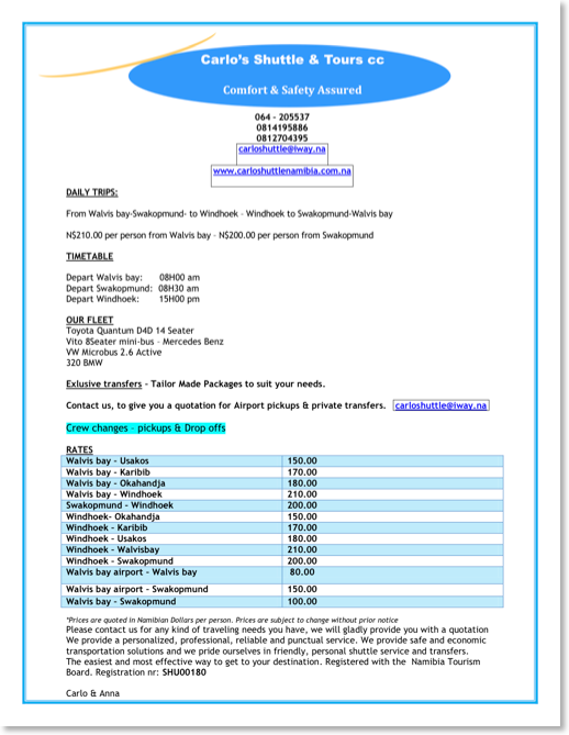 Carlo Shuttle & Tour Services